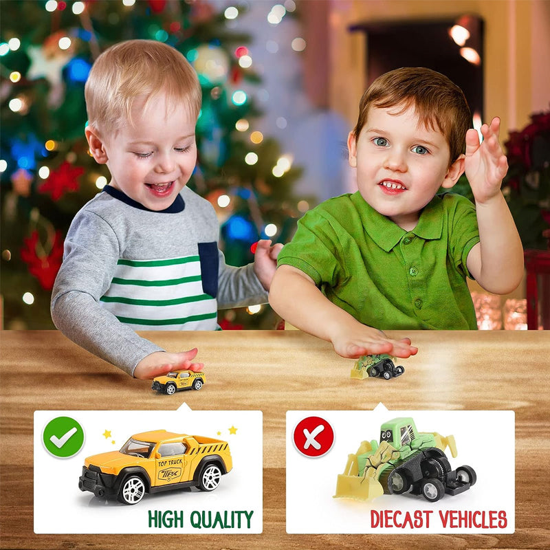 Kids Construction Advent Calendar – Trucks, Crane, Traffic Signs & Play Board, 24 Days