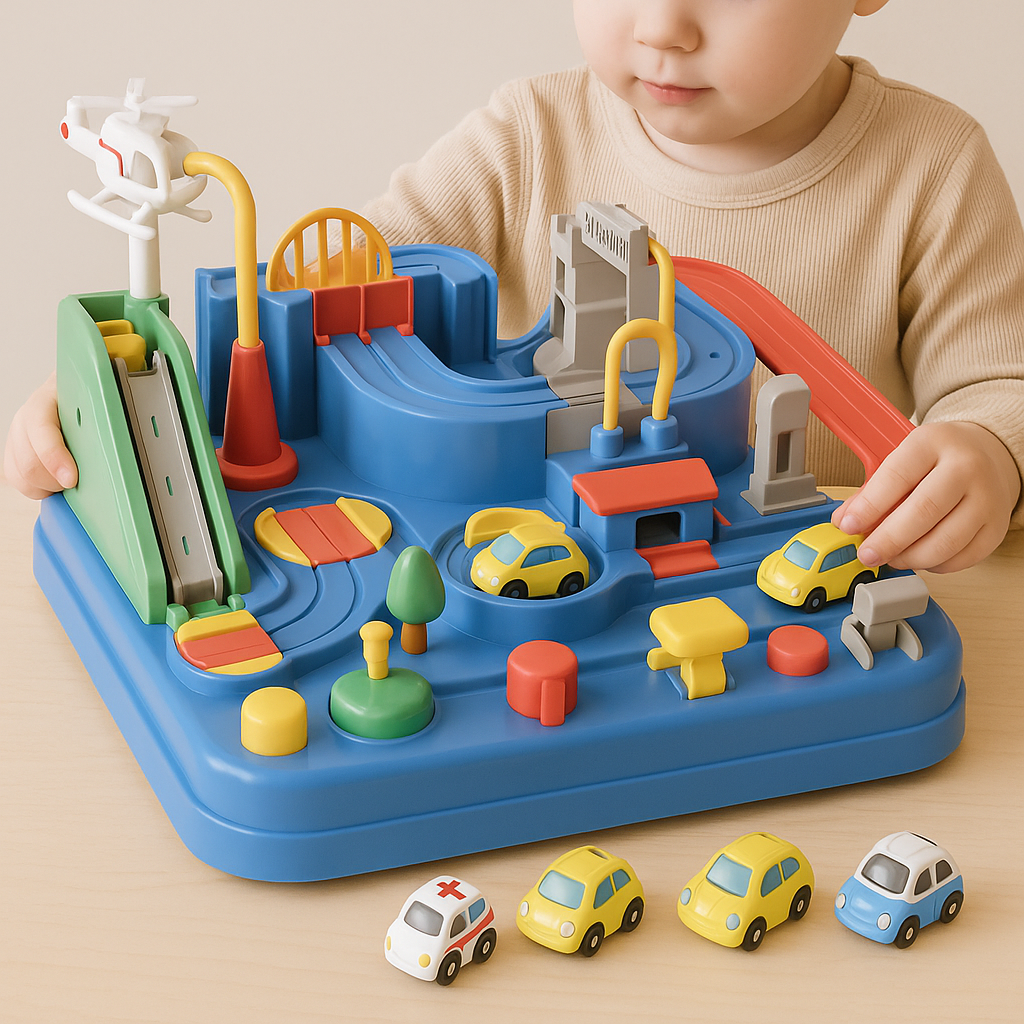 Kids' Logic Puzzle Game – City Car Brain-Training Toy with 8 Challenges