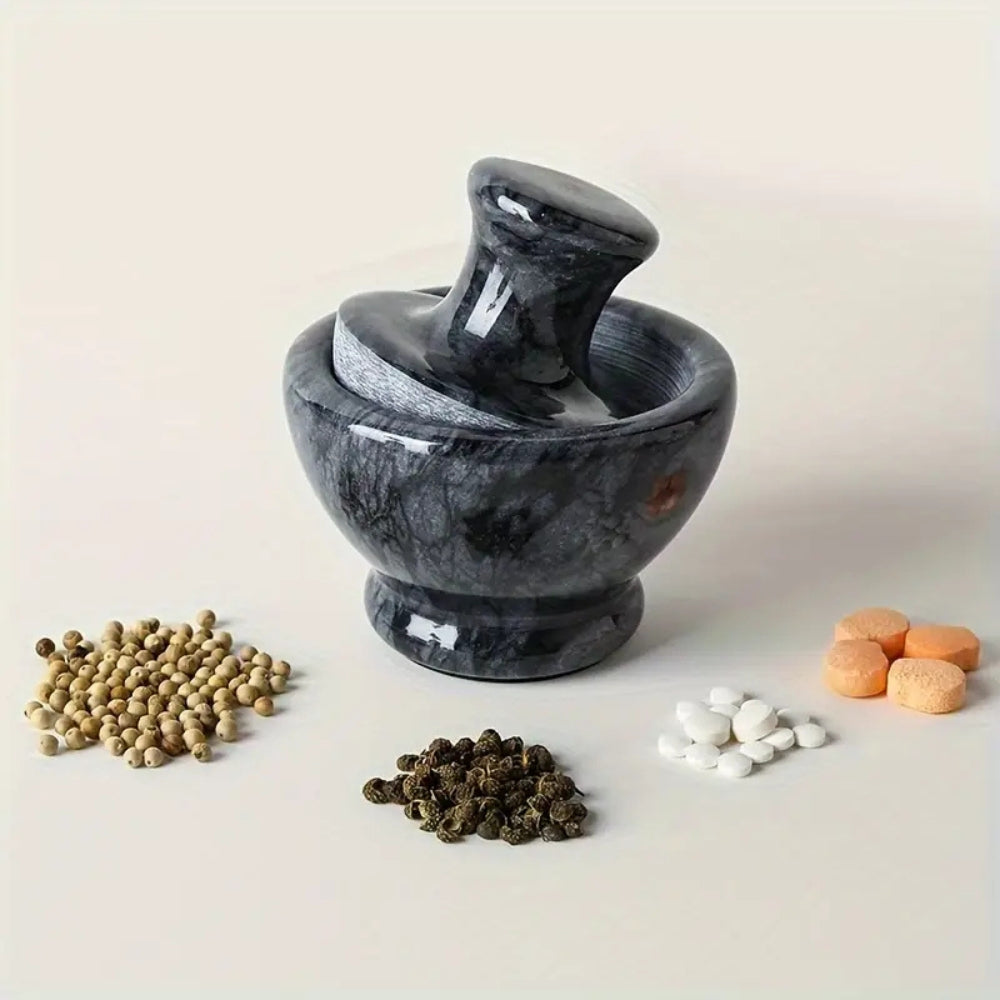 Marble Mortar & Pestle – Spice & Herb Grinder Set