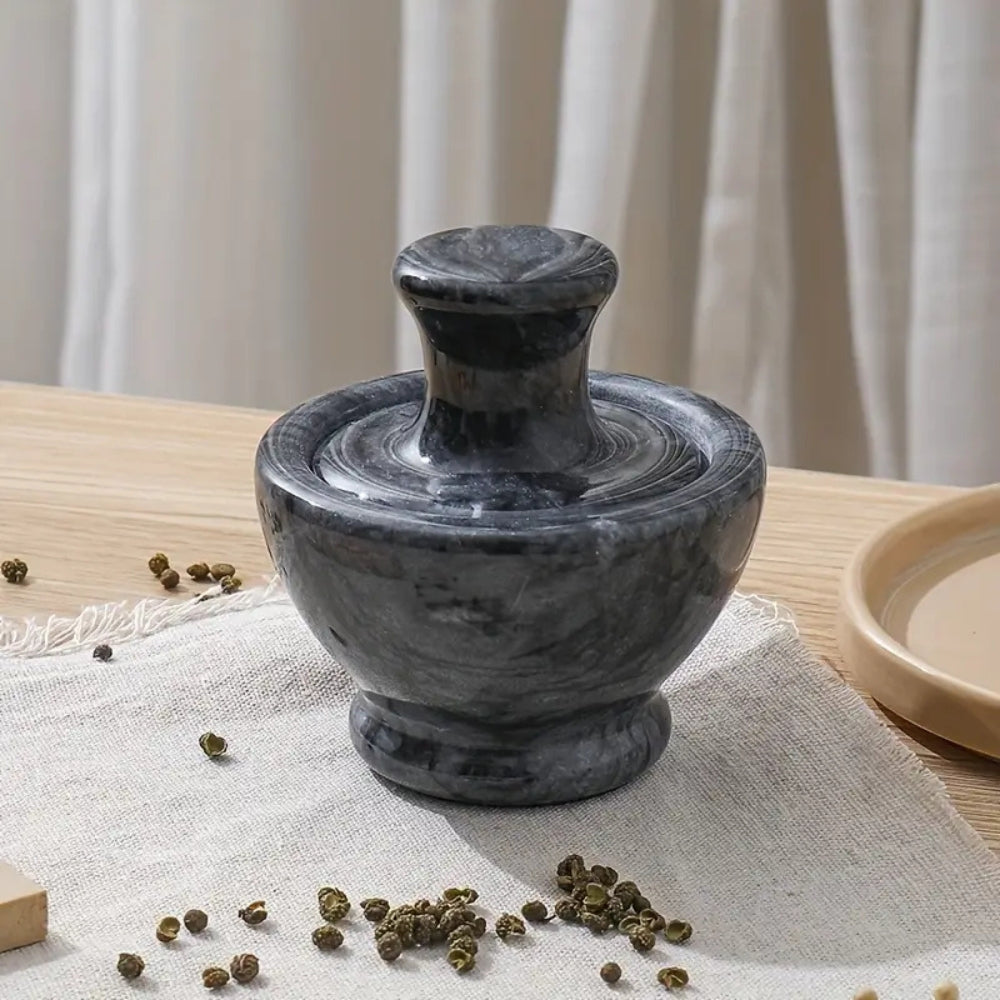 Marble Mortar & Pestle – Spice & Herb Grinder Set
