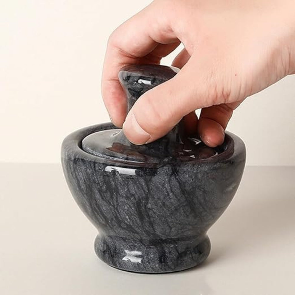 Marble Mortar & Pestle – Spice & Herb Grinder Set