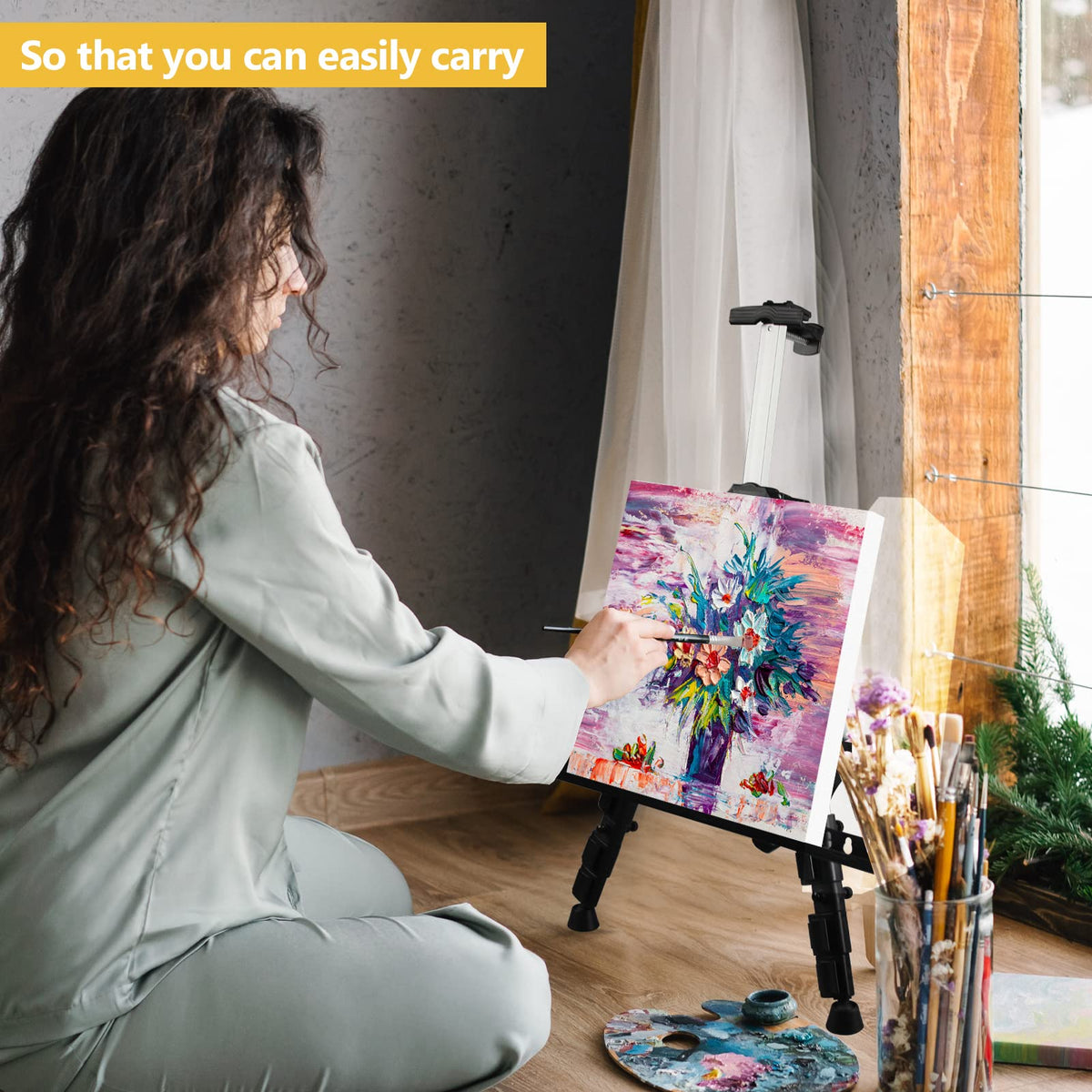 Portable Art Easel – Height-Adjustable Folding Tripod Stand
