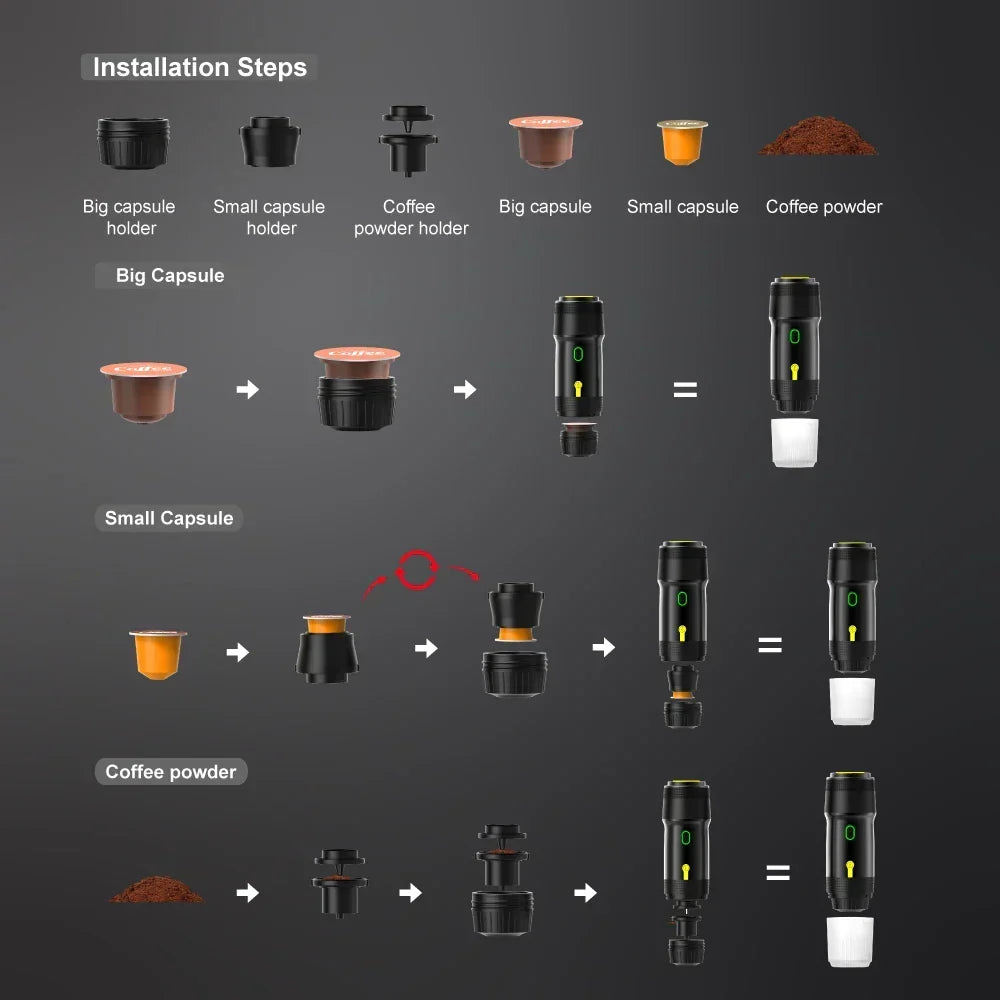 Portable Coffee Maker – Cordless One-Button Brewer for Travel