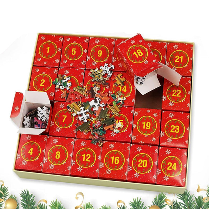 Puzzle Advent Calendar 1008 Pieces – 24 Days, 42 Pieces Daily, Reusable Boxes & Poster