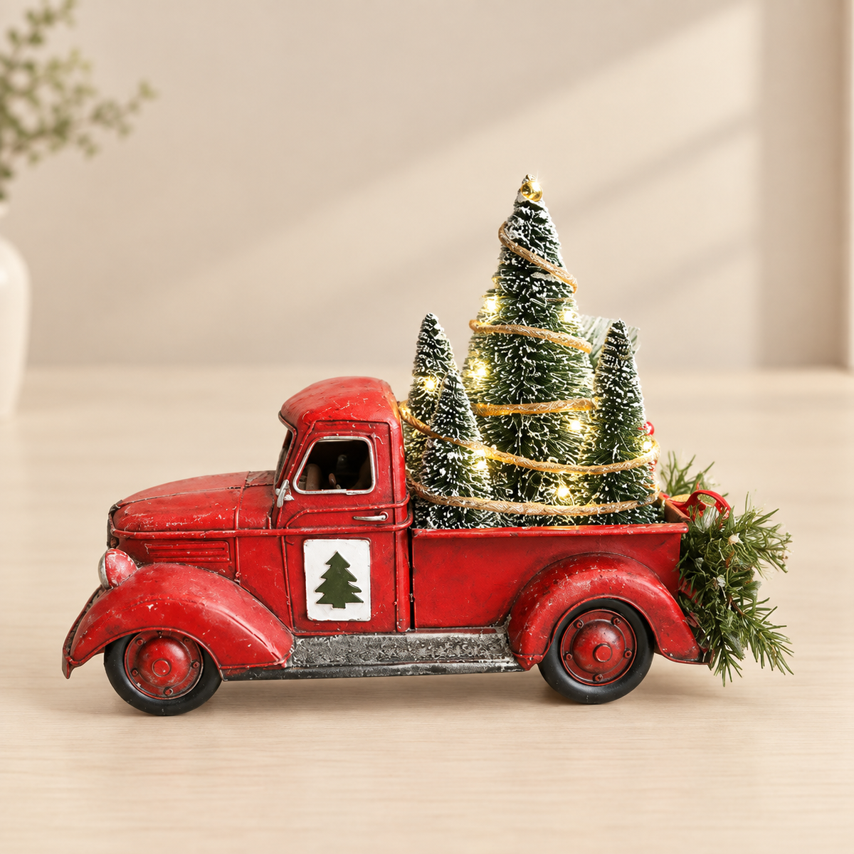 Red Truck Christmas Ornament – Rustic Mini Tree Holiday Decoration