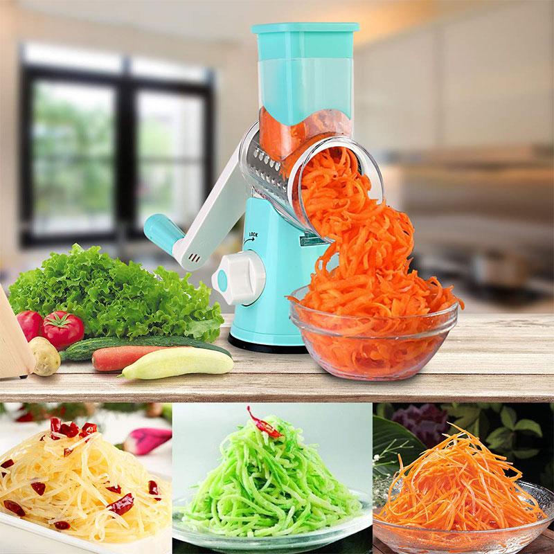 Rotary Vegetable Grater – Drum Slicer with Non-Slip Suction Base