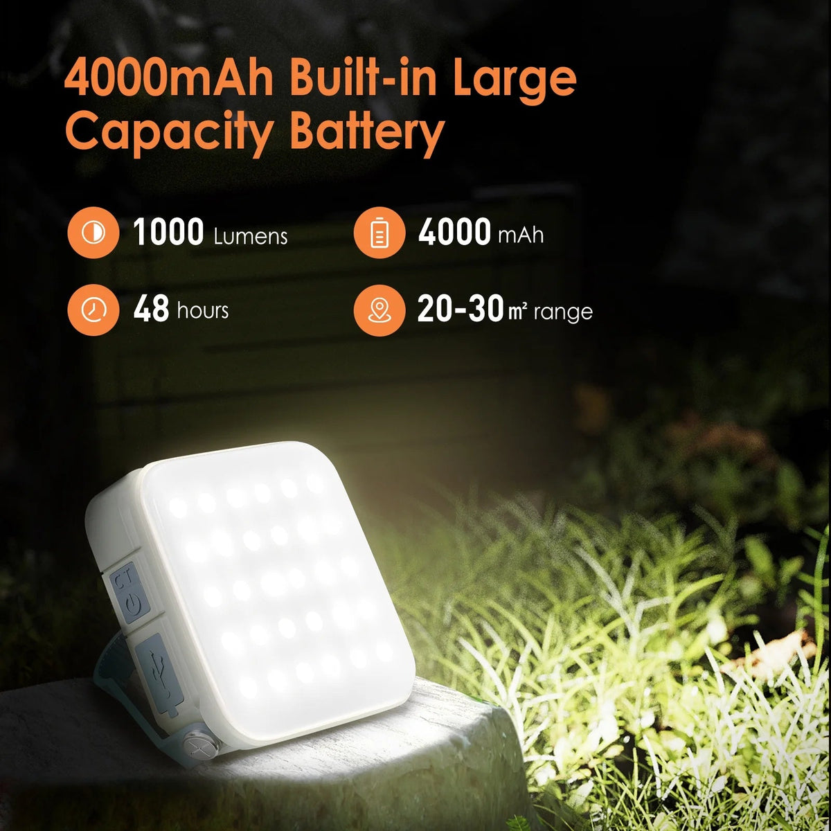 Solar Camping Lantern – IPX6, USB-C Rechargeable LED