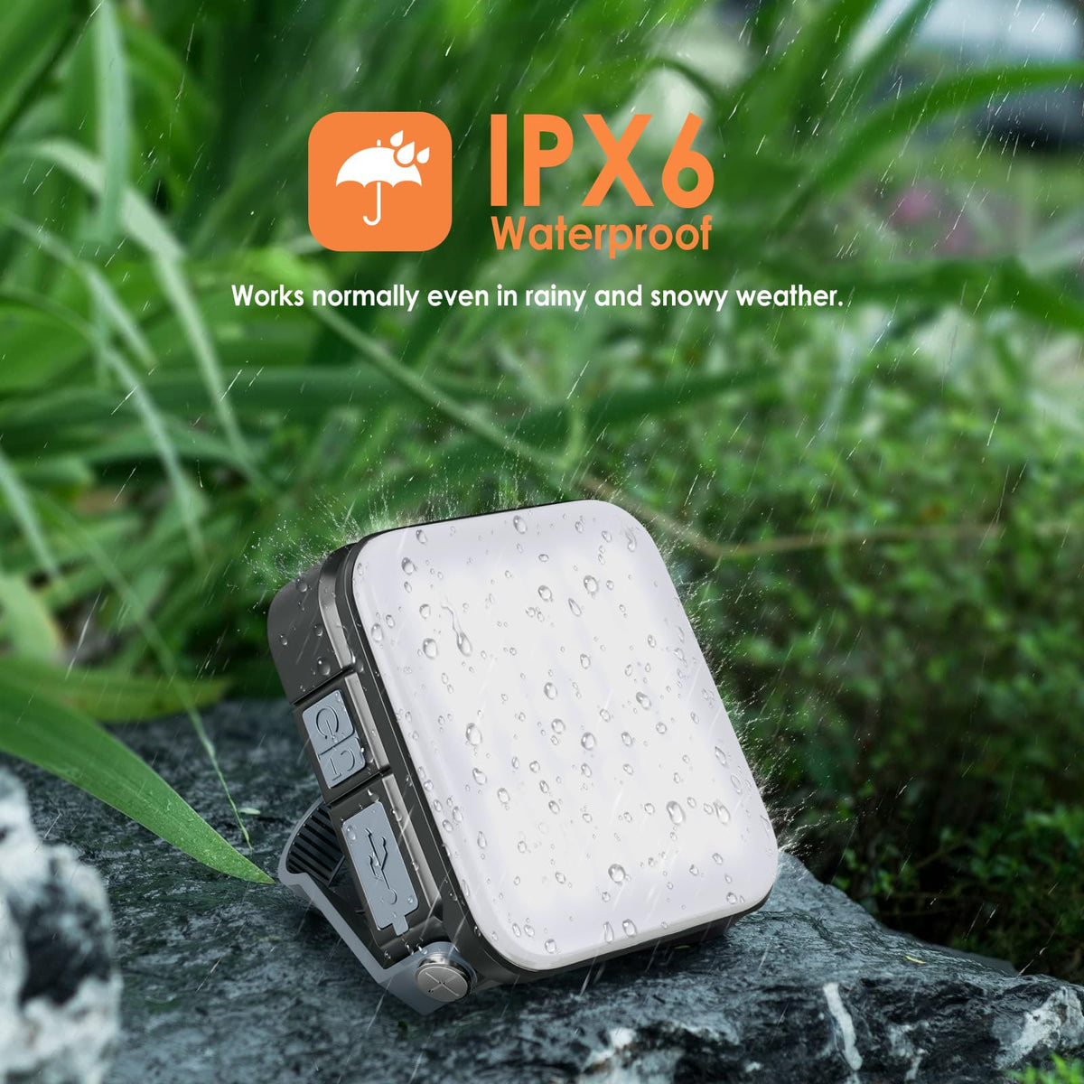 Solar Camping Lantern – IPX6, USB-C Rechargeable LED