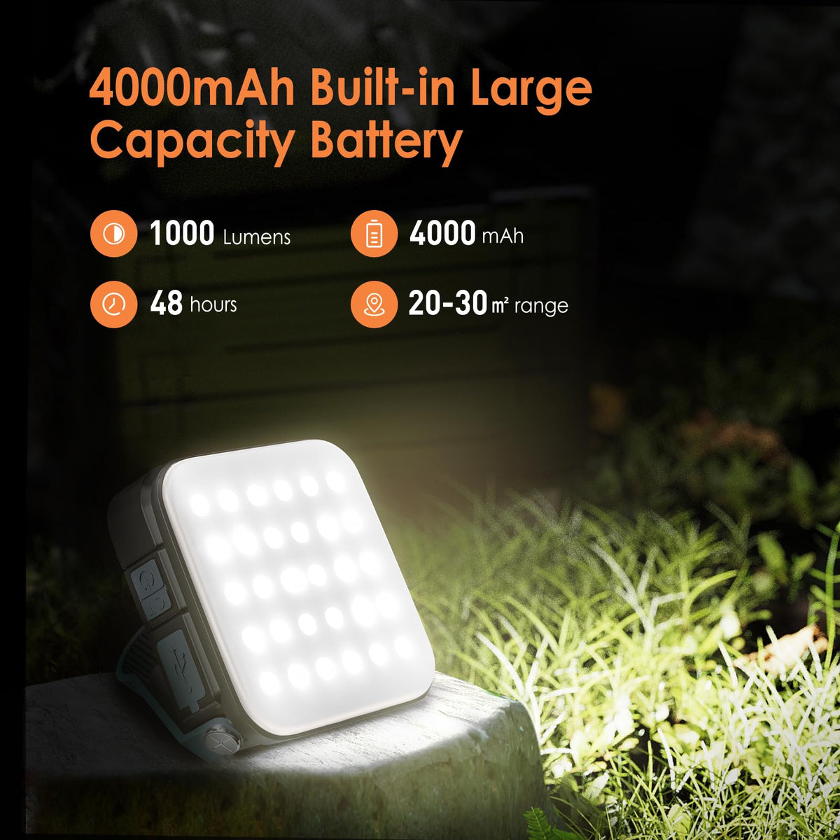 Solar Camping Lantern – IPX6, USB-C Rechargeable LED