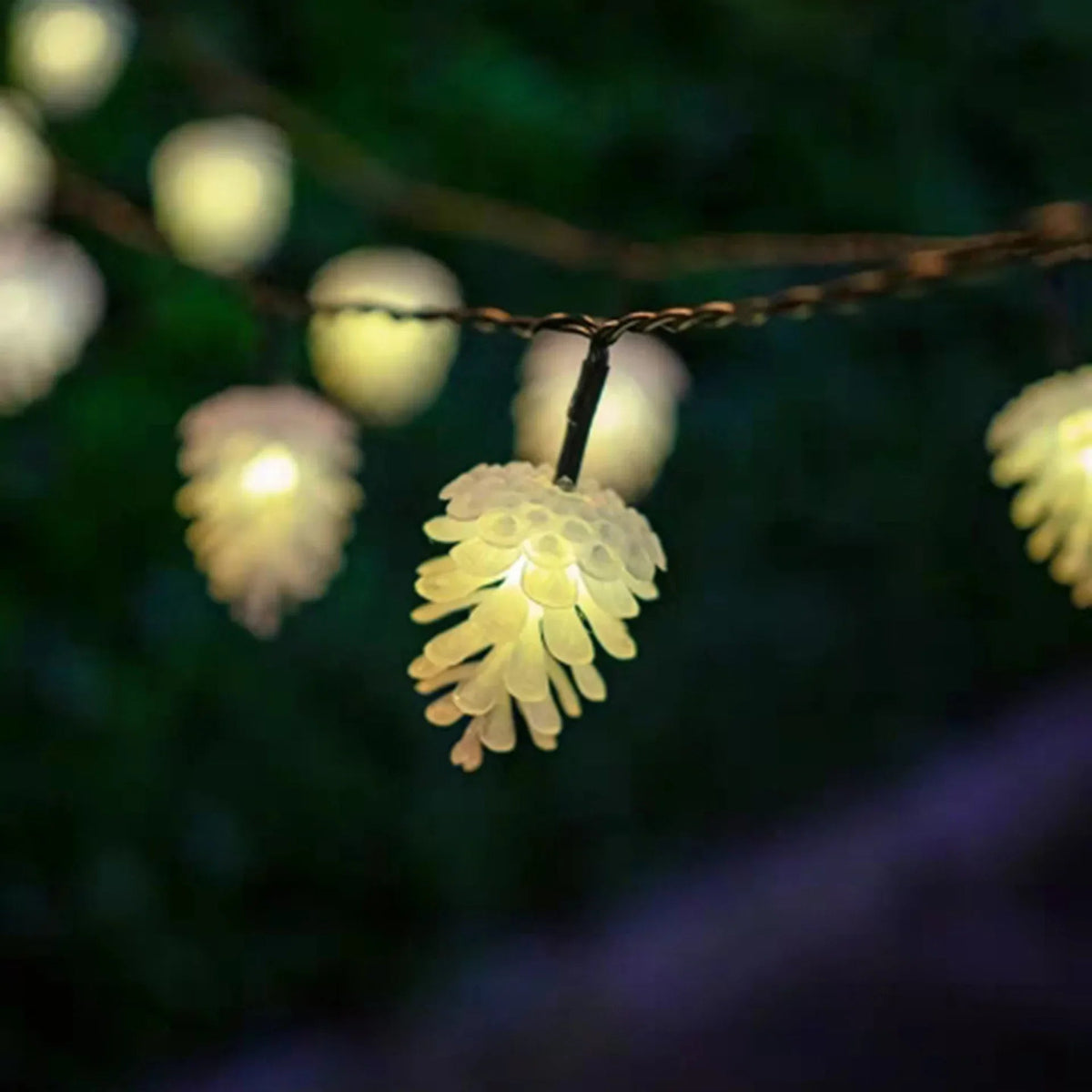 Solar Christmas Lights – LED Pine Cone & Snowflake, Multiple Modes