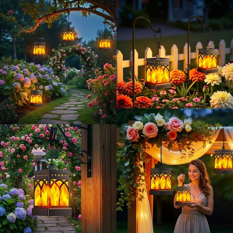 Solar Lantern – Square Flame-Effect Outdoor Light