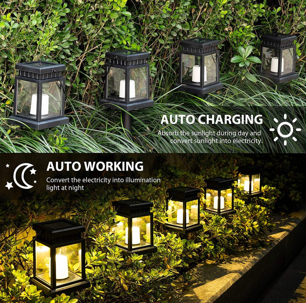 Solar Pathway Lanterns – 8-Pack Hanging Candle Lights