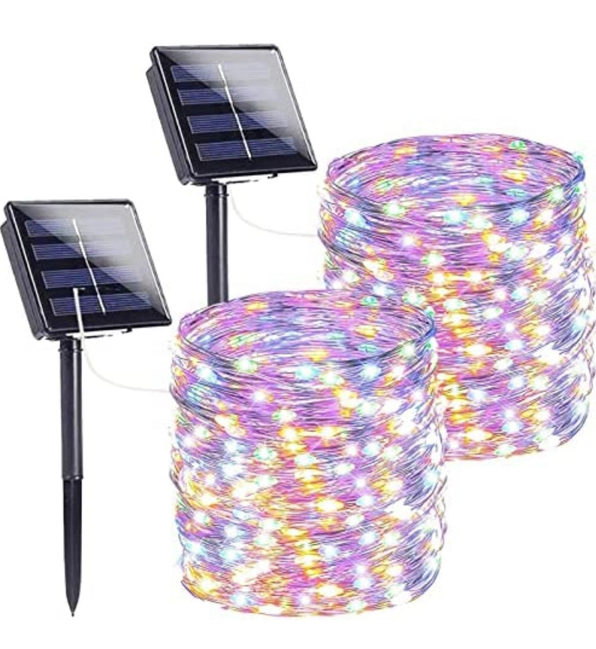Solar String Lights – 2-Pack Waterproof Copper Wire Fairy Lights