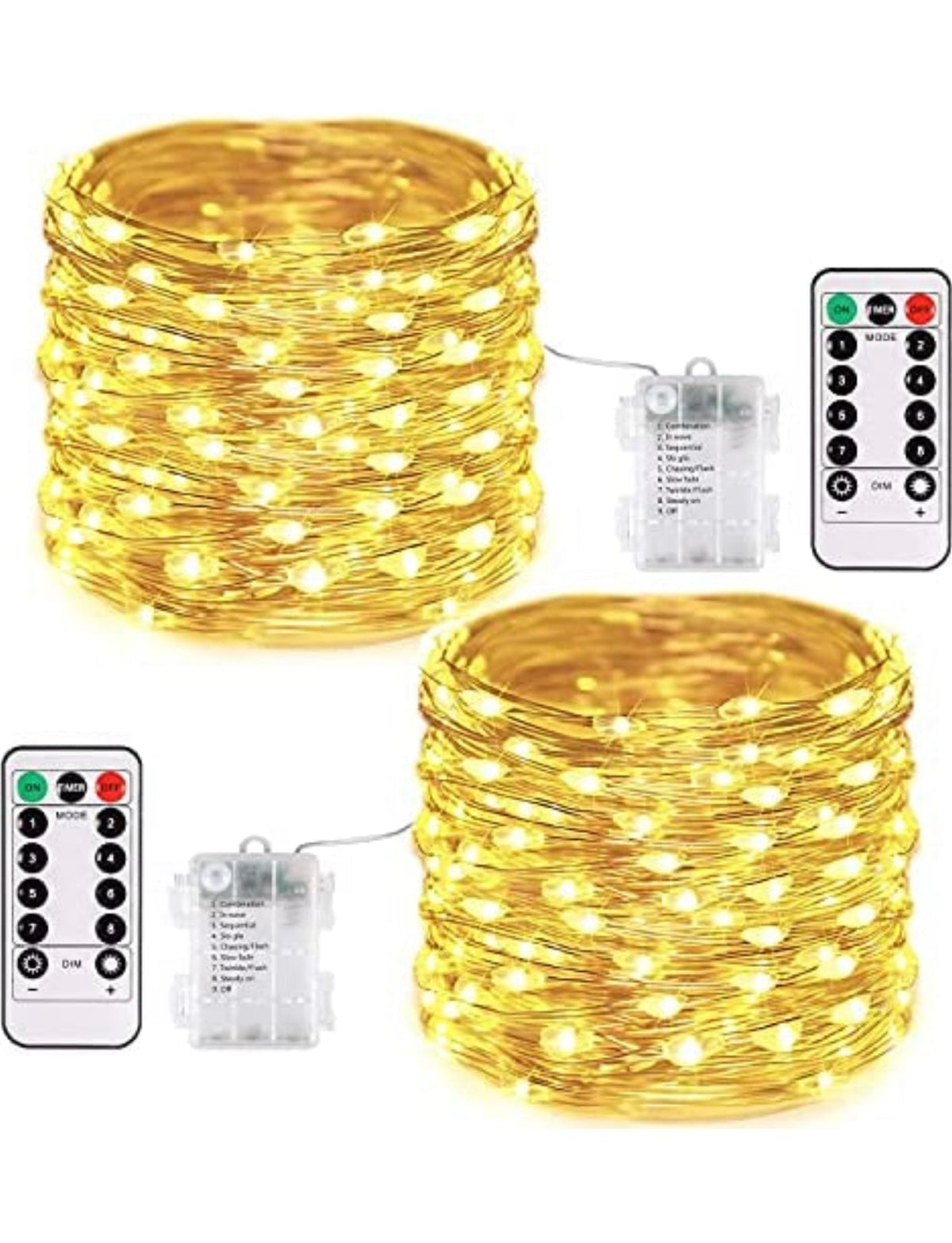 Solar String Lights – 2-Pack Waterproof Copper Wire Fairy Lights