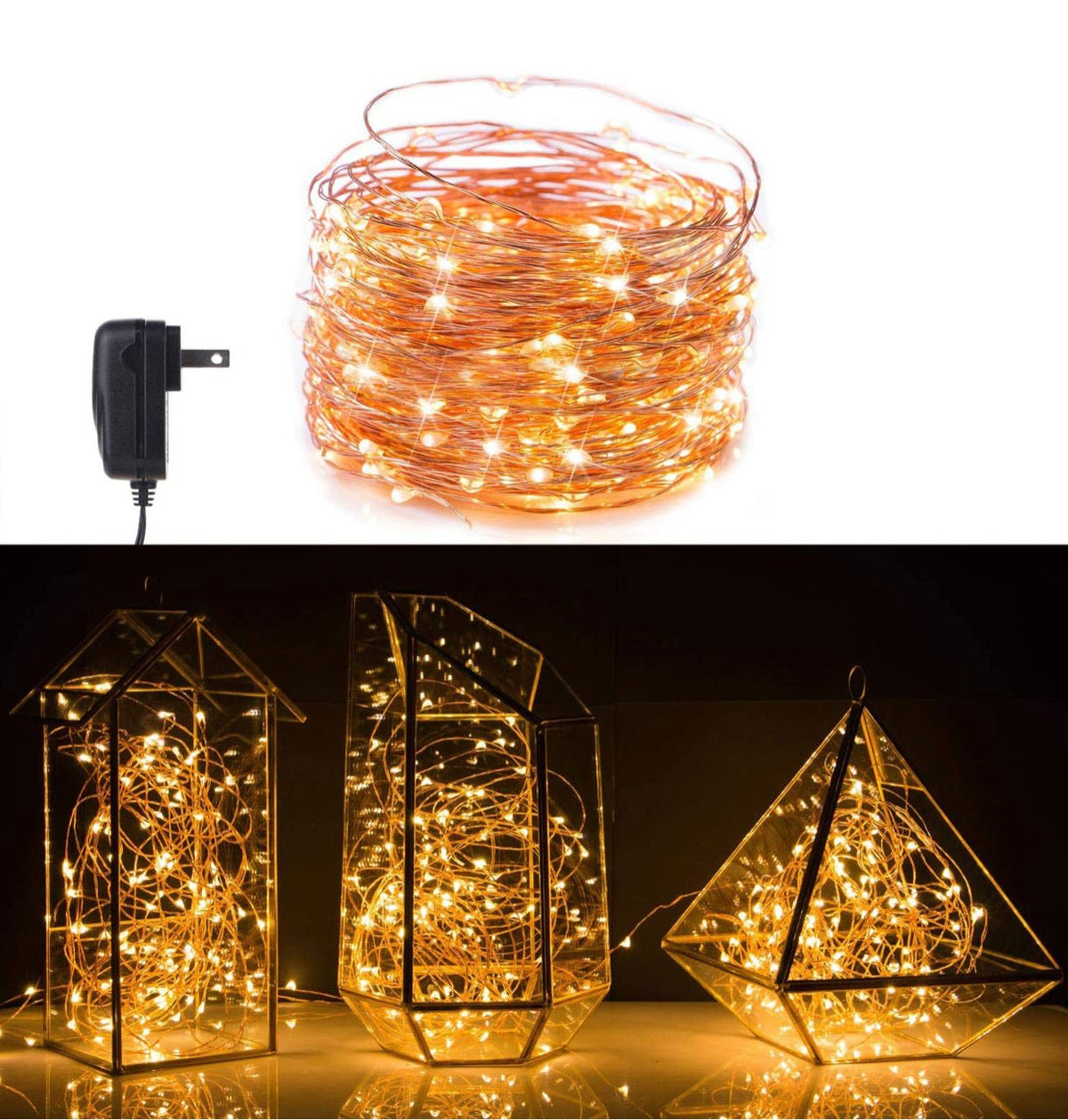 Solar String Lights – 2-Pack Waterproof Copper Wire Fairy Lights