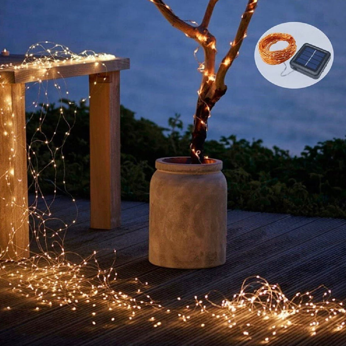 Solar String Lights – 2-Pack Waterproof Copper Wire Fairy Lights