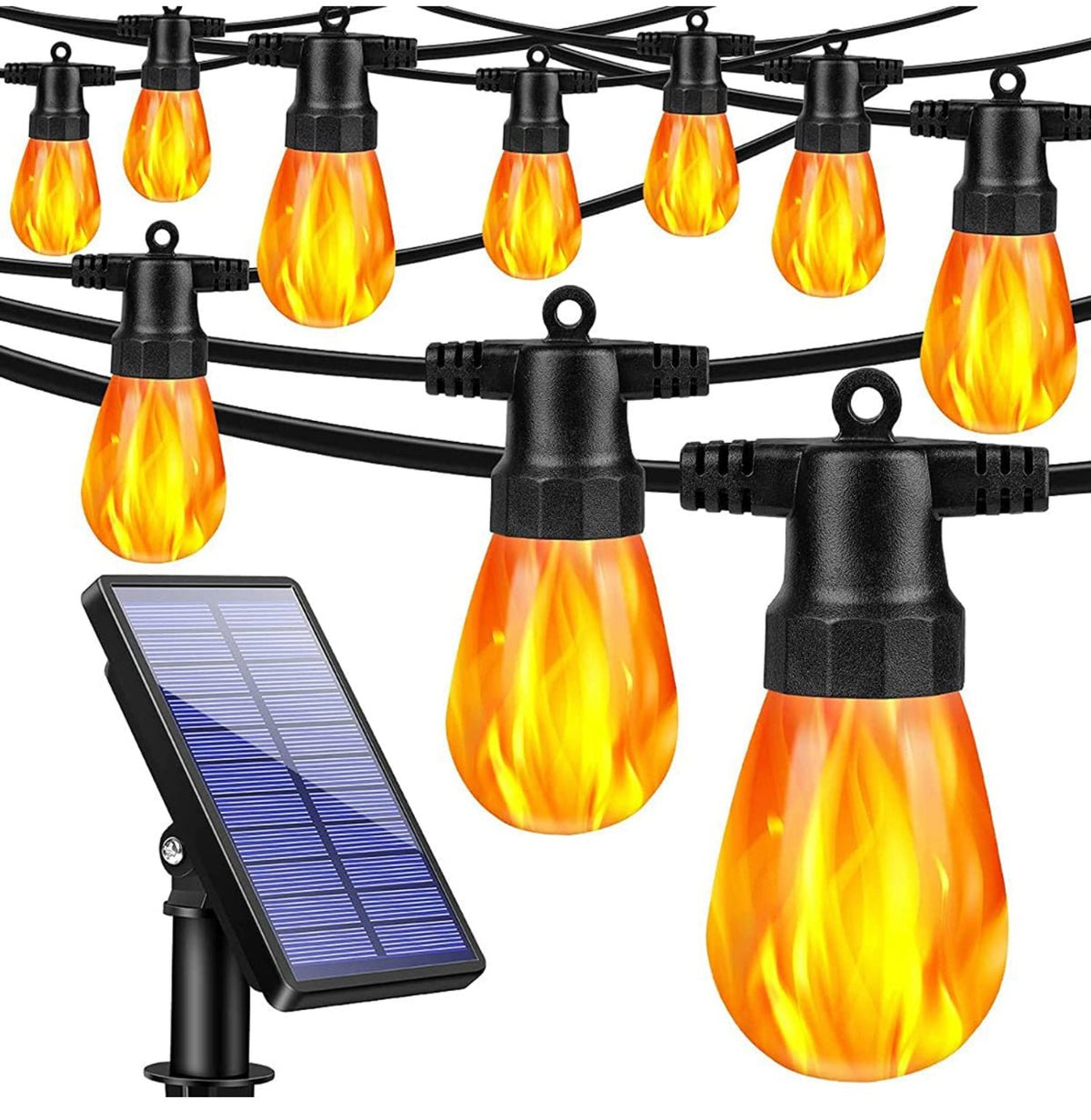 Solar String Lights – 27ft Flickering LED Festoon Bulbs