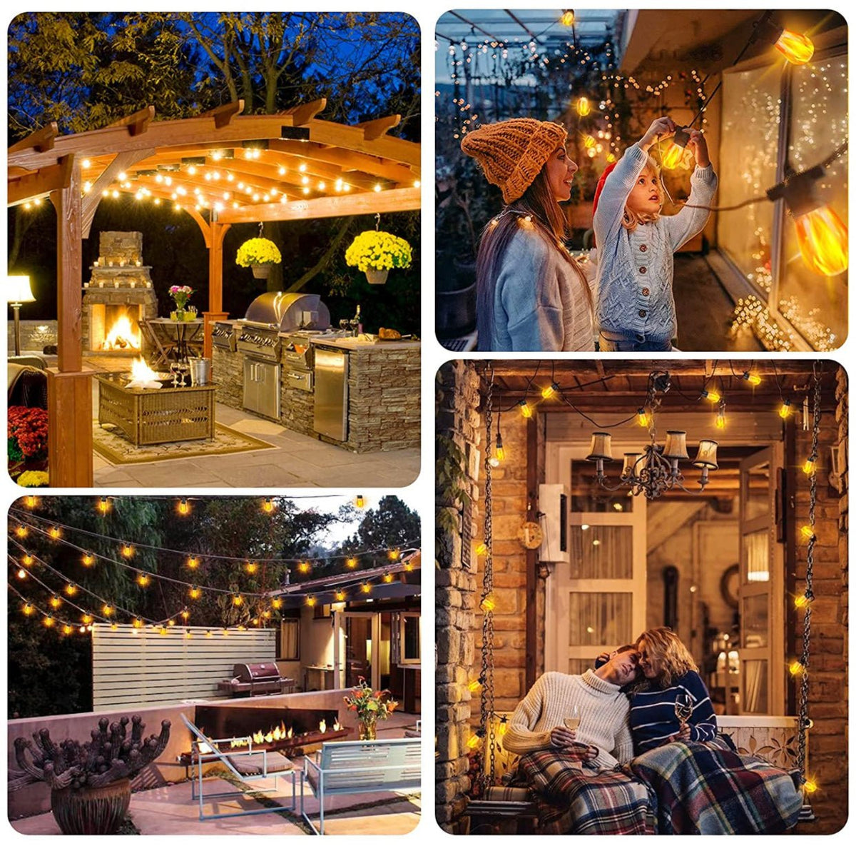 Solar String Lights – 27ft Flickering LED Festoon Bulbs