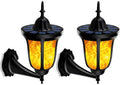 Solar Wall Lights – 2-Pack Outdoor Flame-Effect Fixtures