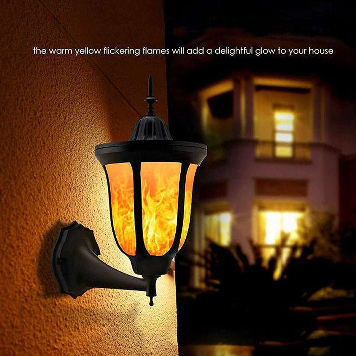 Solar Wall Lights – 2-Pack Outdoor Flame-Effect Fixtures