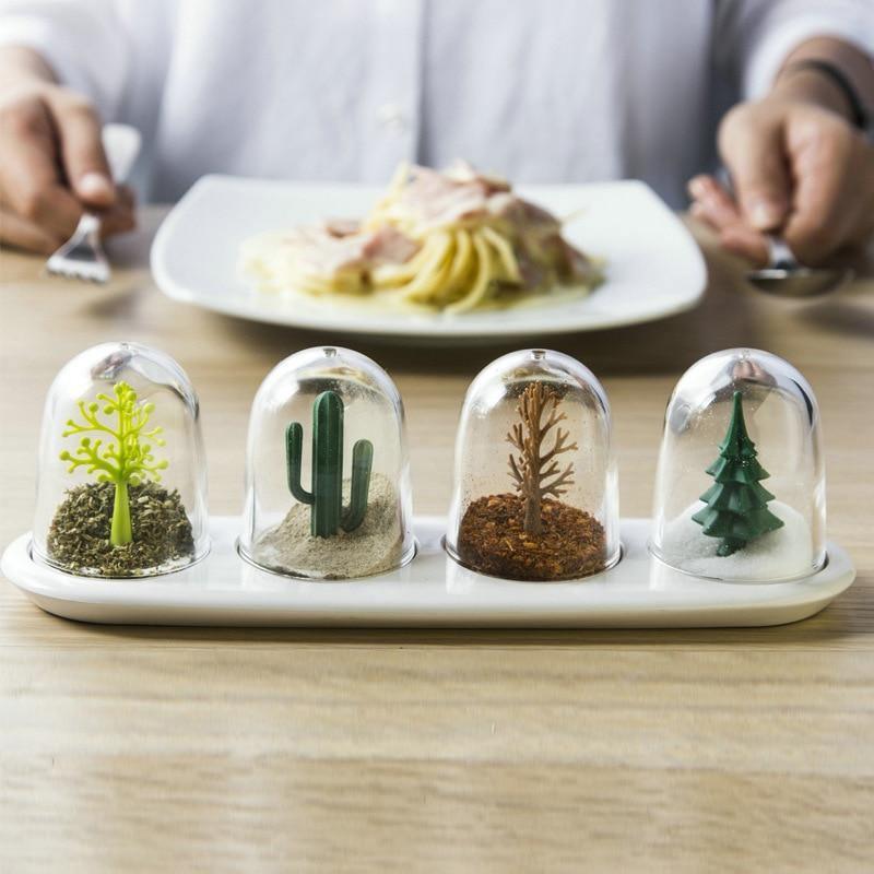 Spice Dispenser Set – Four-Piece Compact Dry Spice Storage