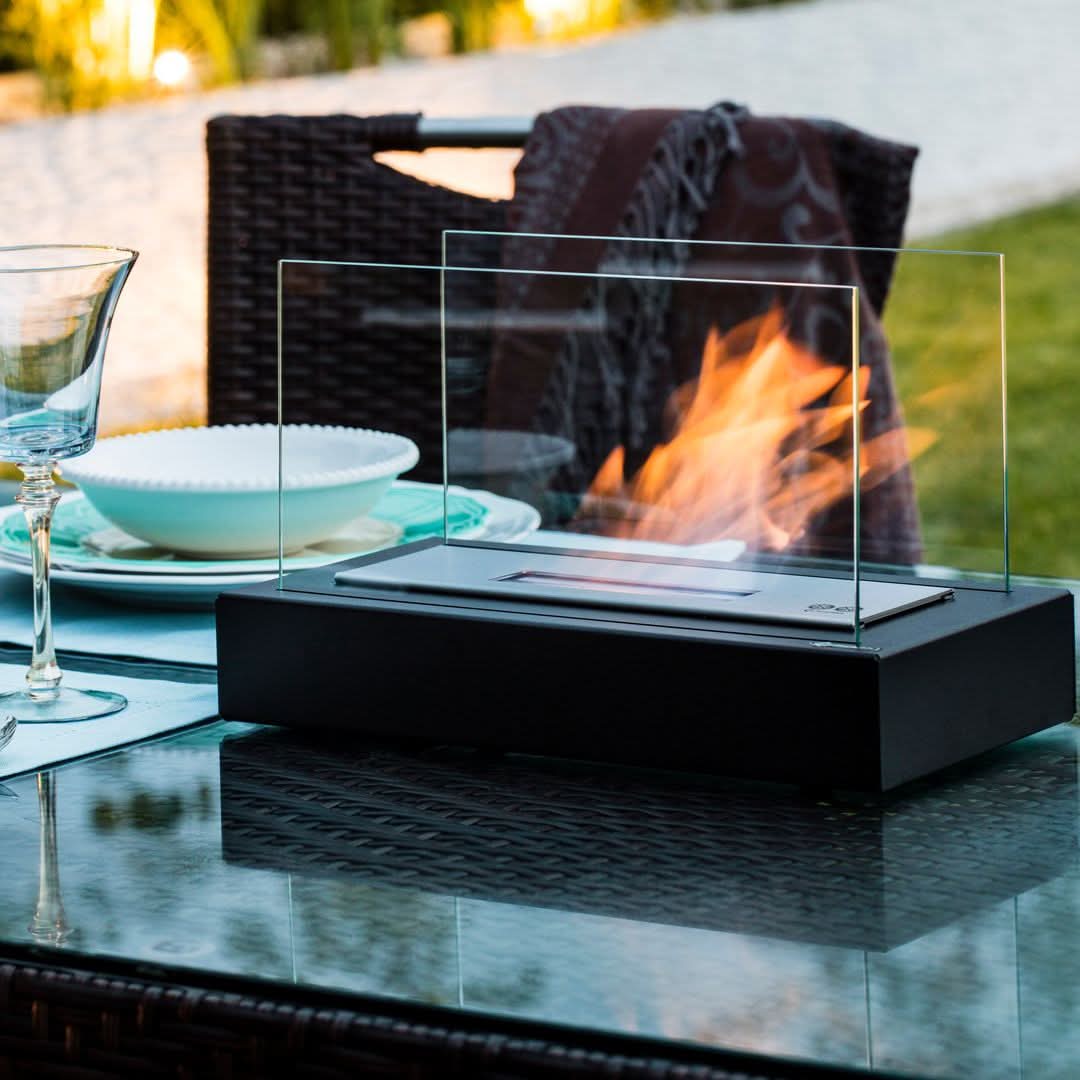 Tabletop Bioethanol Fireplace – Real-Flame Table Feature