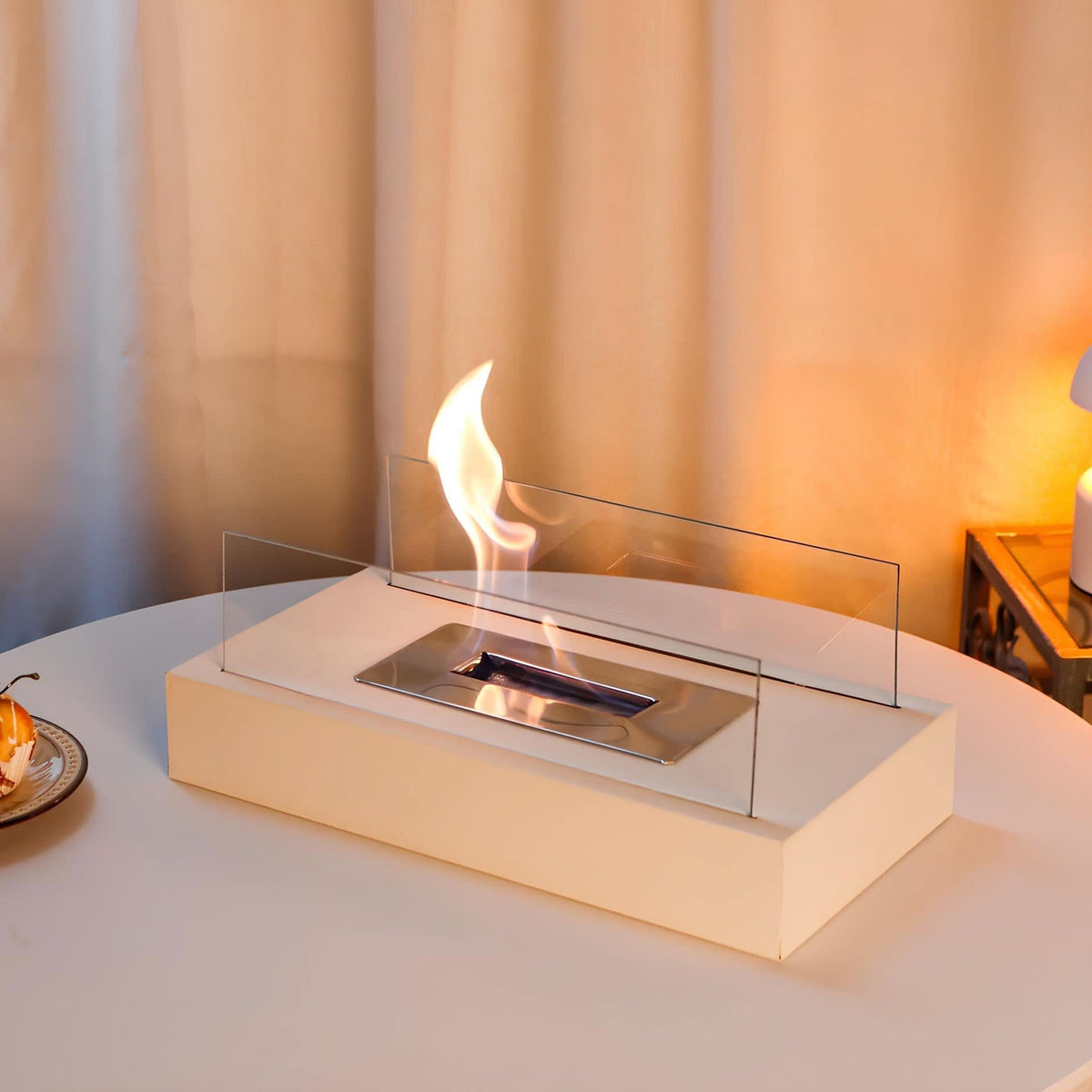 Tabletop Bioethanol Fireplace – Real-Flame Table Feature