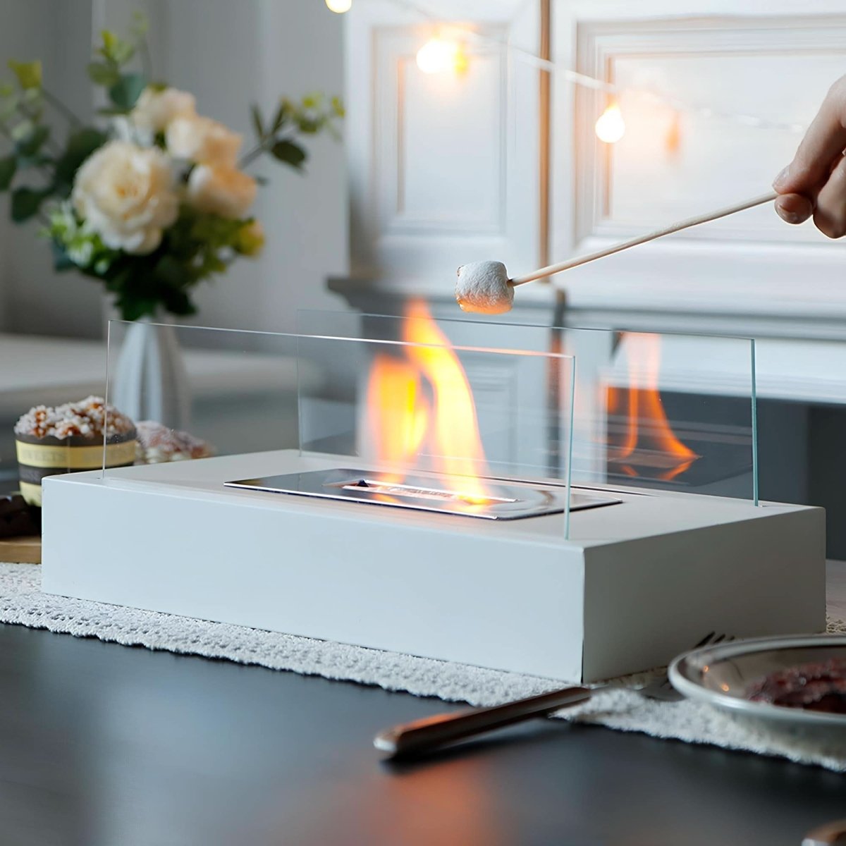 Tabletop Bioethanol Fireplace – Real-Flame Table Feature