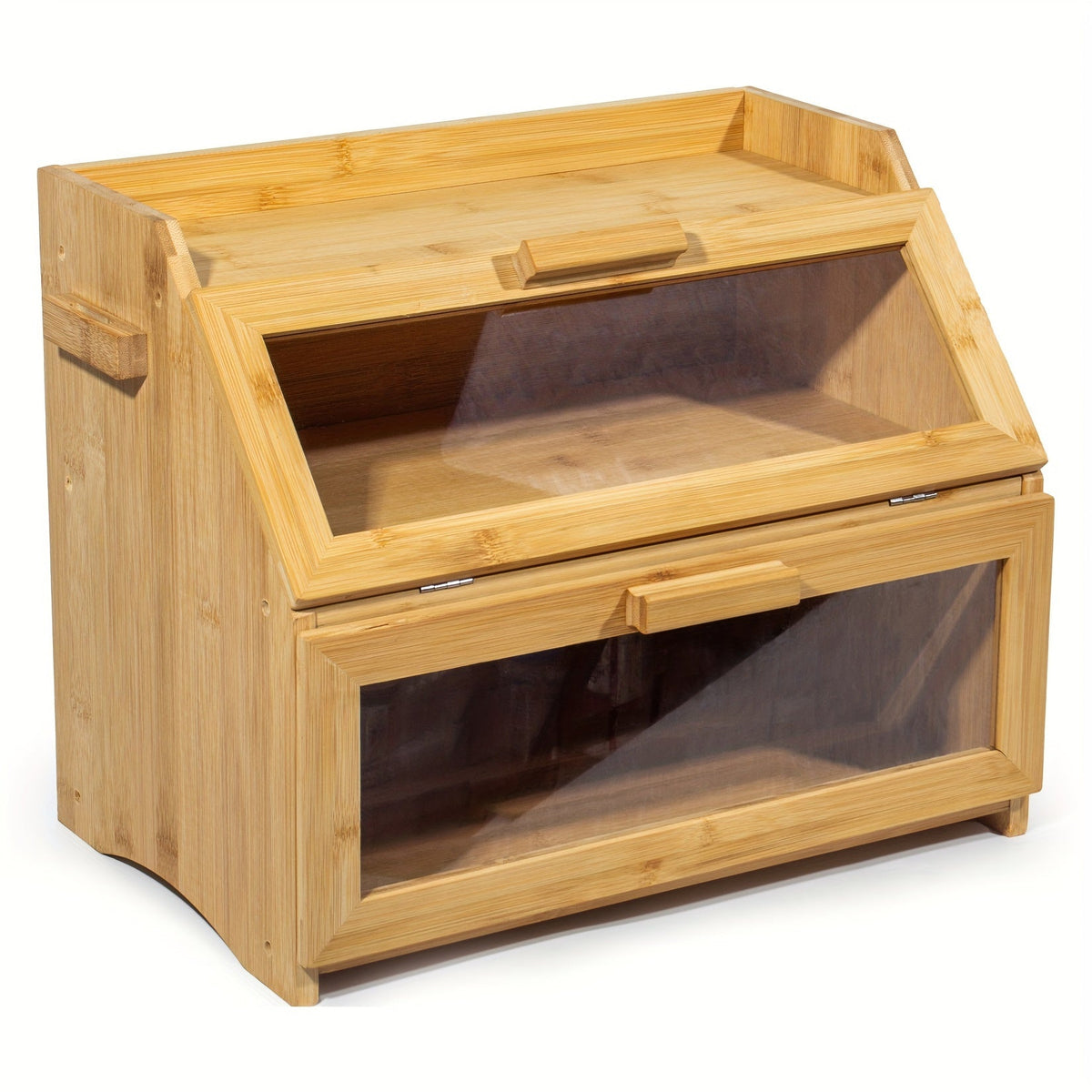 Two-Tier Bread Bin – Bread Box with Viewing Window & Flip Lids
