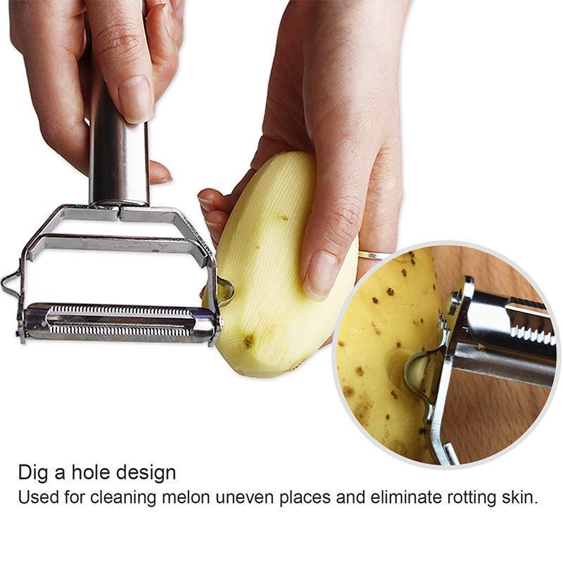 Vegetable Peeler – Dual-Blade Peeler & Julienne Slicer, Stainless Steel Look