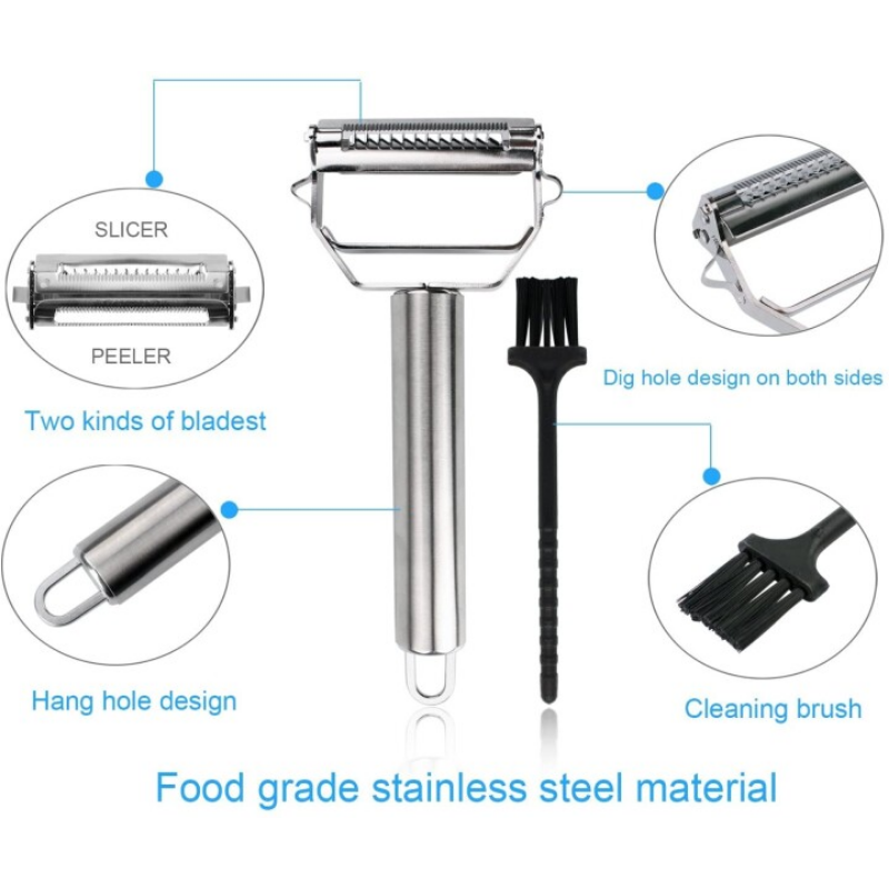 Vegetable Peeler – Dual-Blade Peeler & Julienne Slicer, Stainless Steel Look