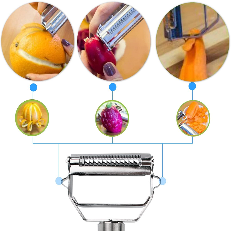 Vegetable Peeler – Dual-Blade Peeler & Julienne Slicer, Stainless Steel Look