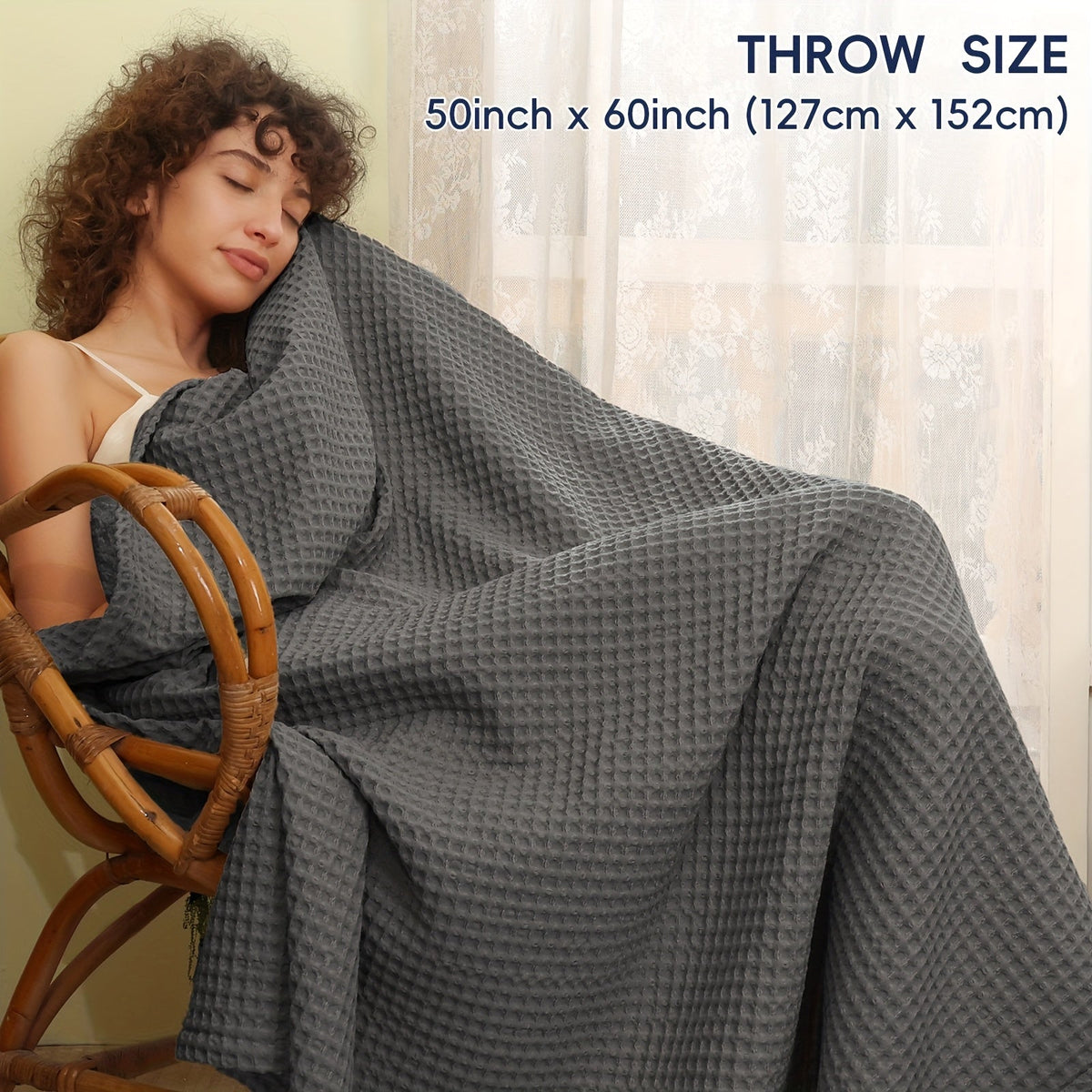 Waffle Throw Blanket – Lightweight All-Season Comfort