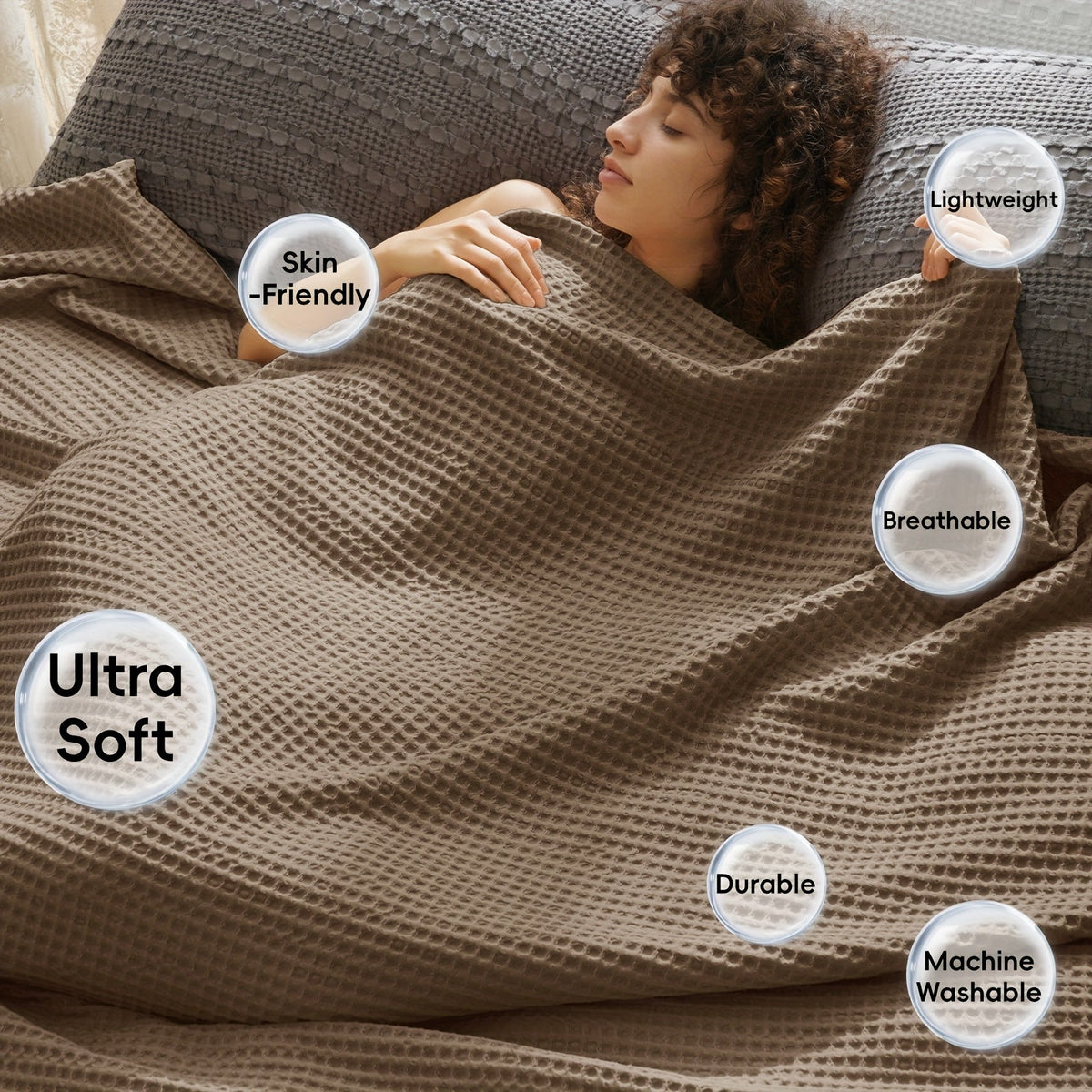 Waffle Throw Blanket – Lightweight All-Season Comfort