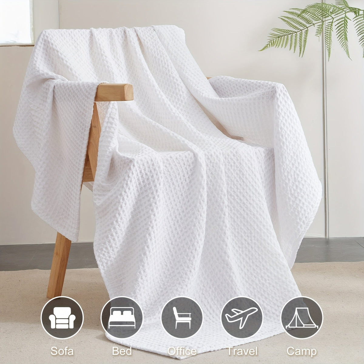 Waffle Throw Blanket – Lightweight All-Season Comfort