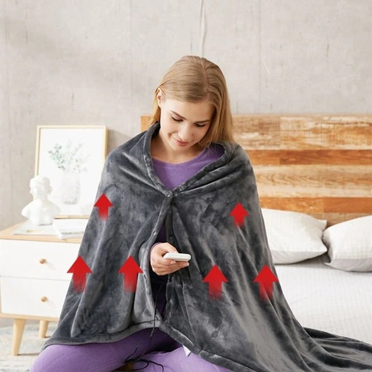 Wearable Heated Blanket – Hooded Cordless Microfibre Throw