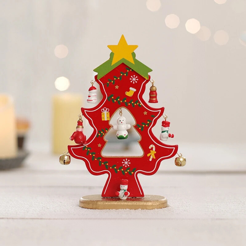 Wooden Christmas Ornament – Miniature Desk & Shelf Decoration