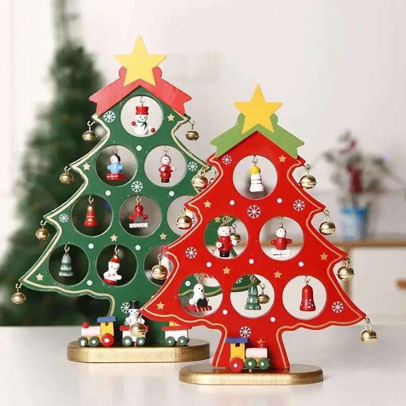 Wooden Christmas Ornament – Miniature Desk & Shelf Decoration