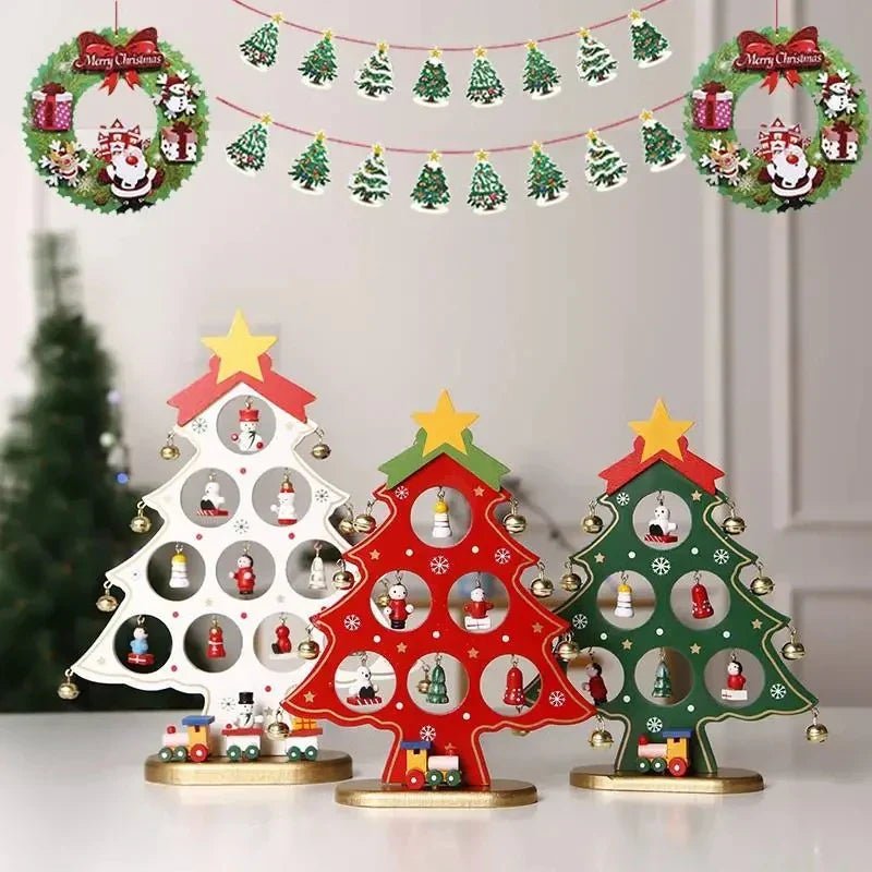 Wooden Christmas Ornament – Miniature Desk & Shelf Decoration