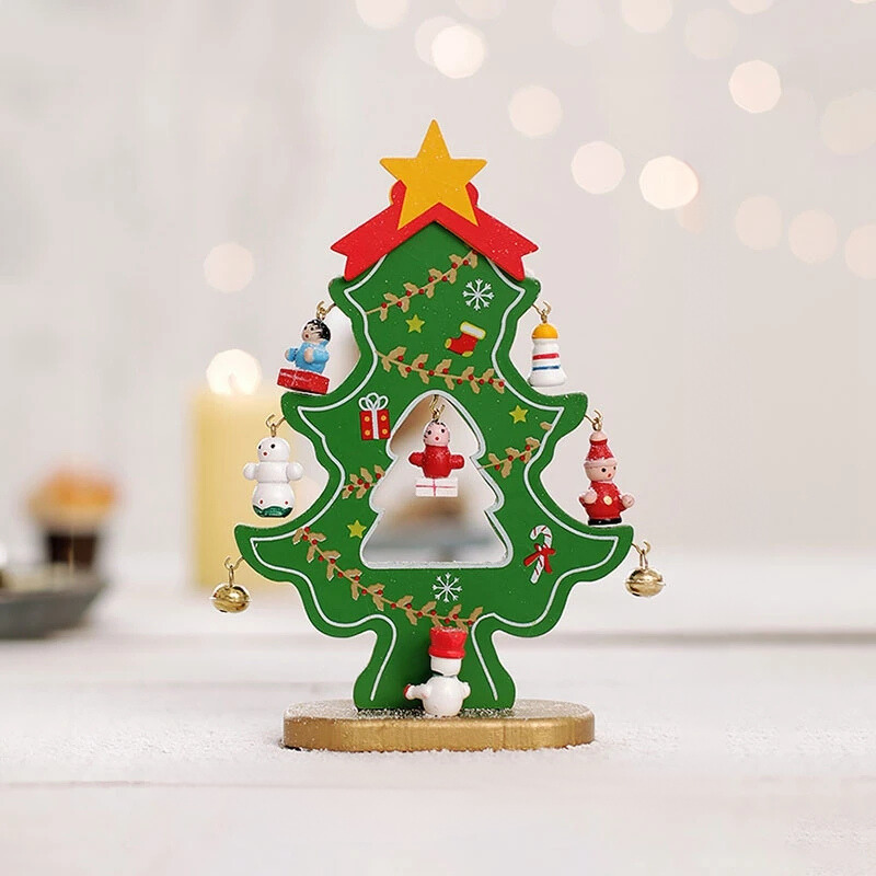 Wooden Christmas Ornament – Miniature Desk & Shelf Decoration