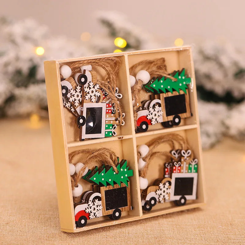 Wooden Gnome Christmas Ornaments – Natural Wood, Set of 9 or 12