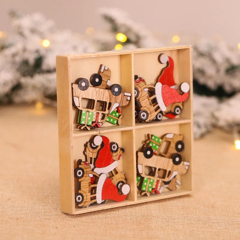 Wooden Gnome Christmas Ornaments – Natural Wood, Set of 9 or 12