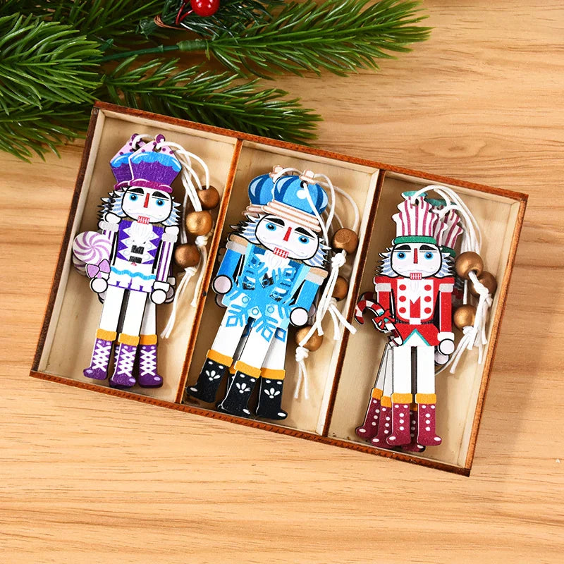 Wooden Soldier Christmas Ornaments – Set of 9, Traditional Design