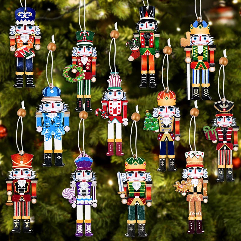 Wooden Soldier Christmas Ornaments – Set of 9, Traditional Design