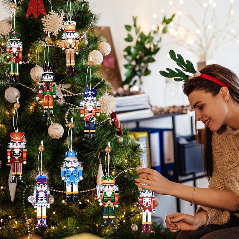 Wooden Soldier Christmas Ornaments – Set of 9, Traditional Design