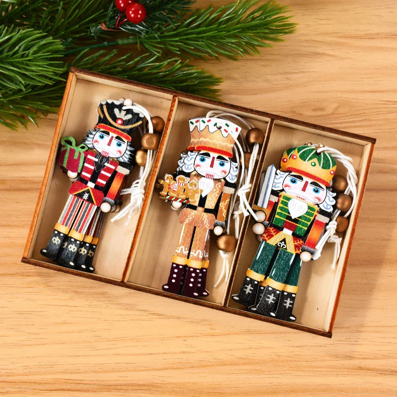 Wooden Soldier Christmas Ornaments – Set of 9, Traditional Design