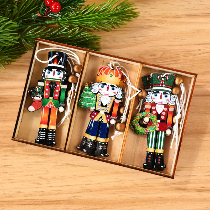 Wooden Soldier Christmas Ornaments – Set of 9, Traditional Design
