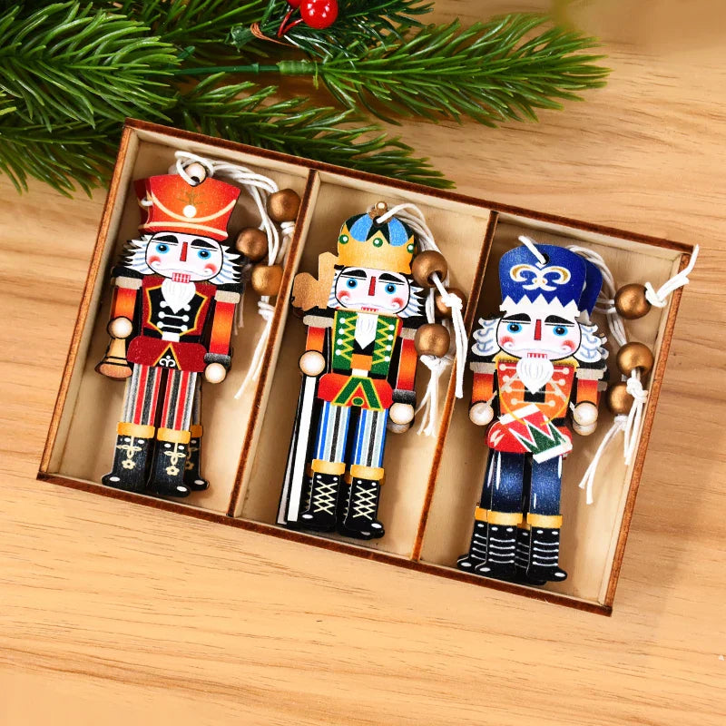 Wooden Soldier Christmas Ornaments – Set of 9, Traditional Design